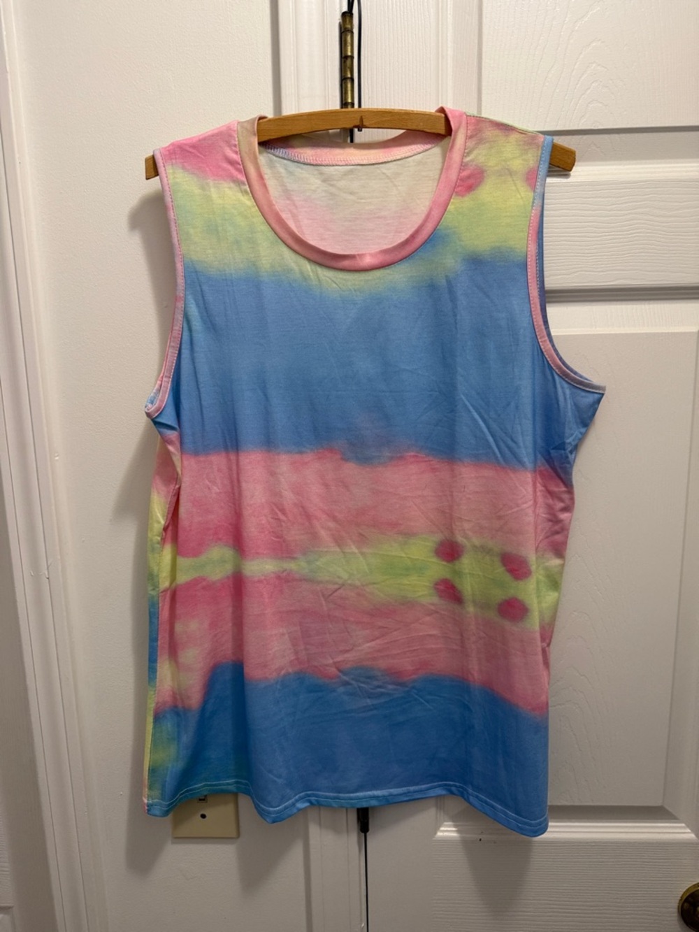 Women's Tie-Dye Sleeveless Tank Top in Pink, Blue & Yellow